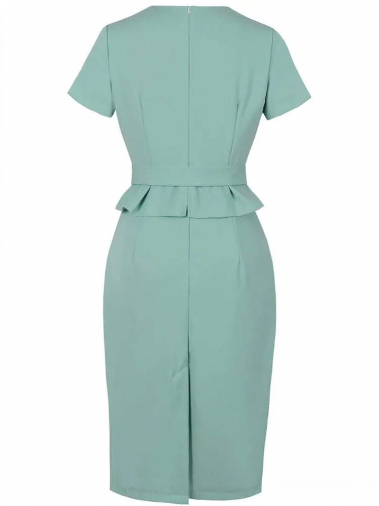 Années 60 Robe Peplum Manches Courtes - Ma Penderie Vintage