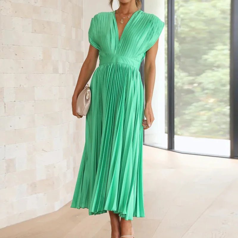 Années 70 Maxi Robe Été Plissé En Satin - Ma Penderie Vintage