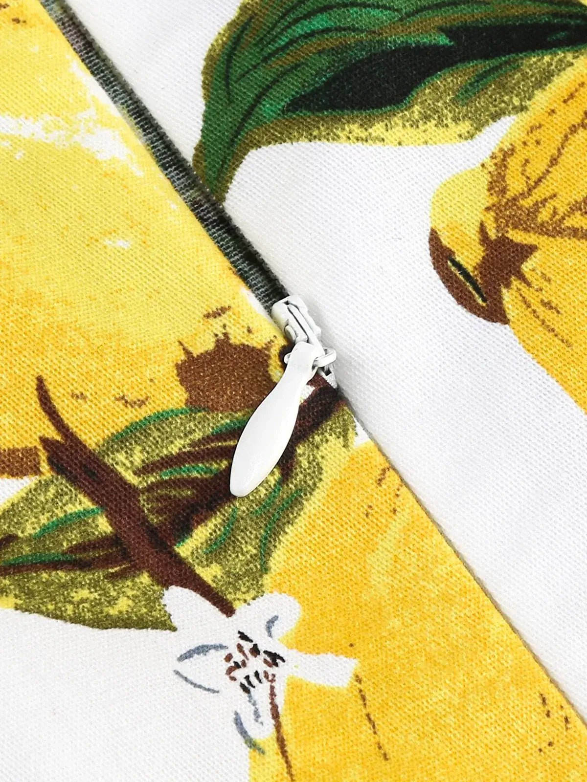 Années 50 Robe Trapeze Imprimé Citron - Ma Penderie Vintage