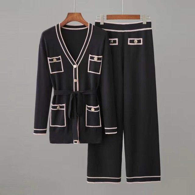 Années 30 Ensemble Tricoté Bi - colore Gabrielle - Ma Penderie Vintage