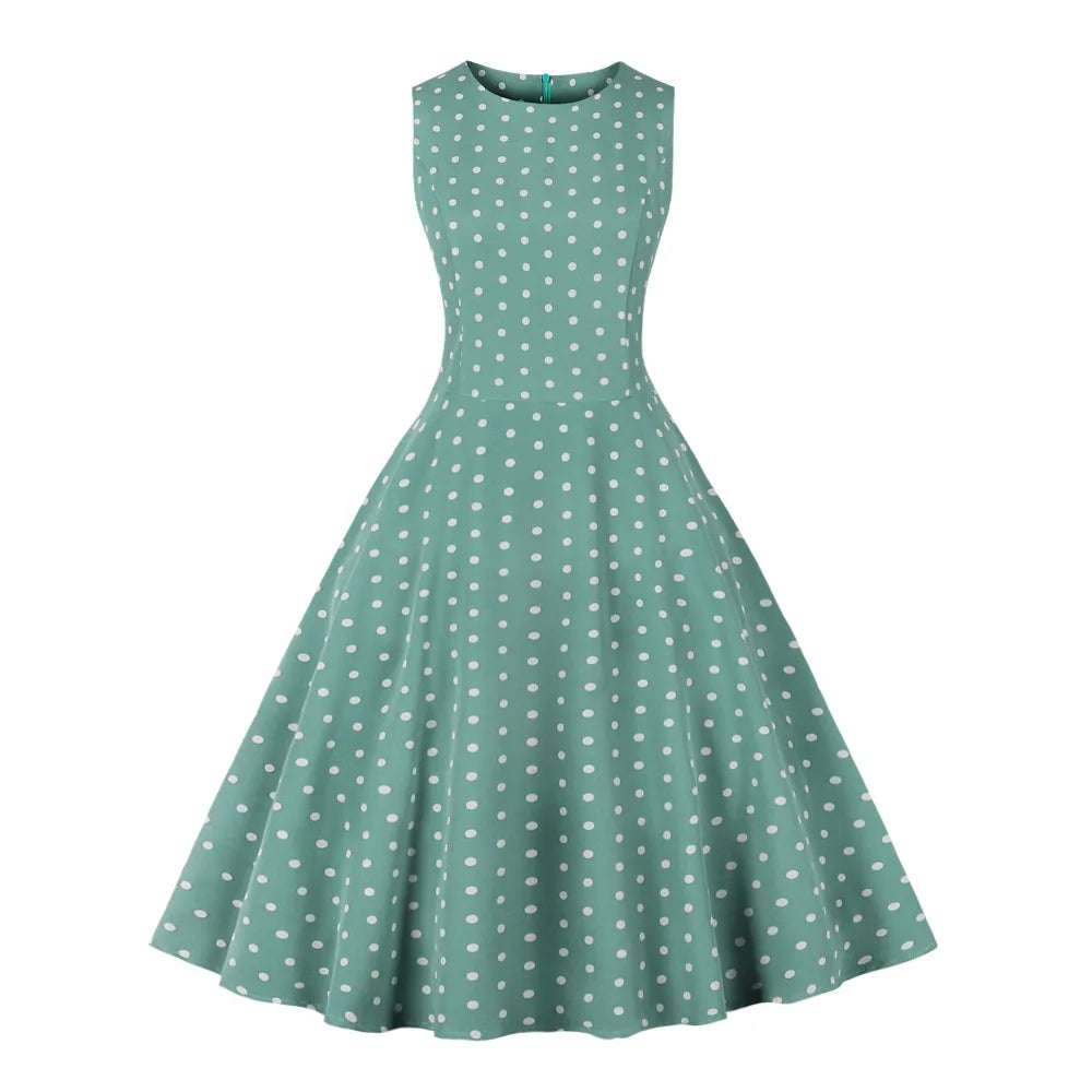 Années 50 Robe De Jour Imprimé À Pois Lucille - Ma Penderie Vintage