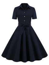 / <tc>1950's</tc> Vintage Short Sleeve Flared Day Dress