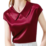 / <tc>Años 40</tc> Blusa Satén Manga Corta Cuello Claudine