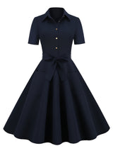 / <tc>1950's</tc> Vintage Short Sleeve Flared Day Dress