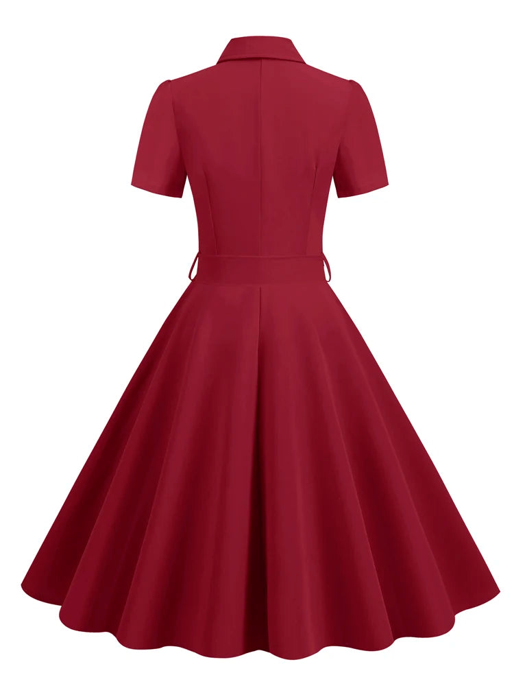 / <tc>1950's</tc> Vintage Short Sleeve Flared Day Dress