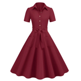 / <tc>1950's</tc> Vintage Short Sleeve Flared Day Dress