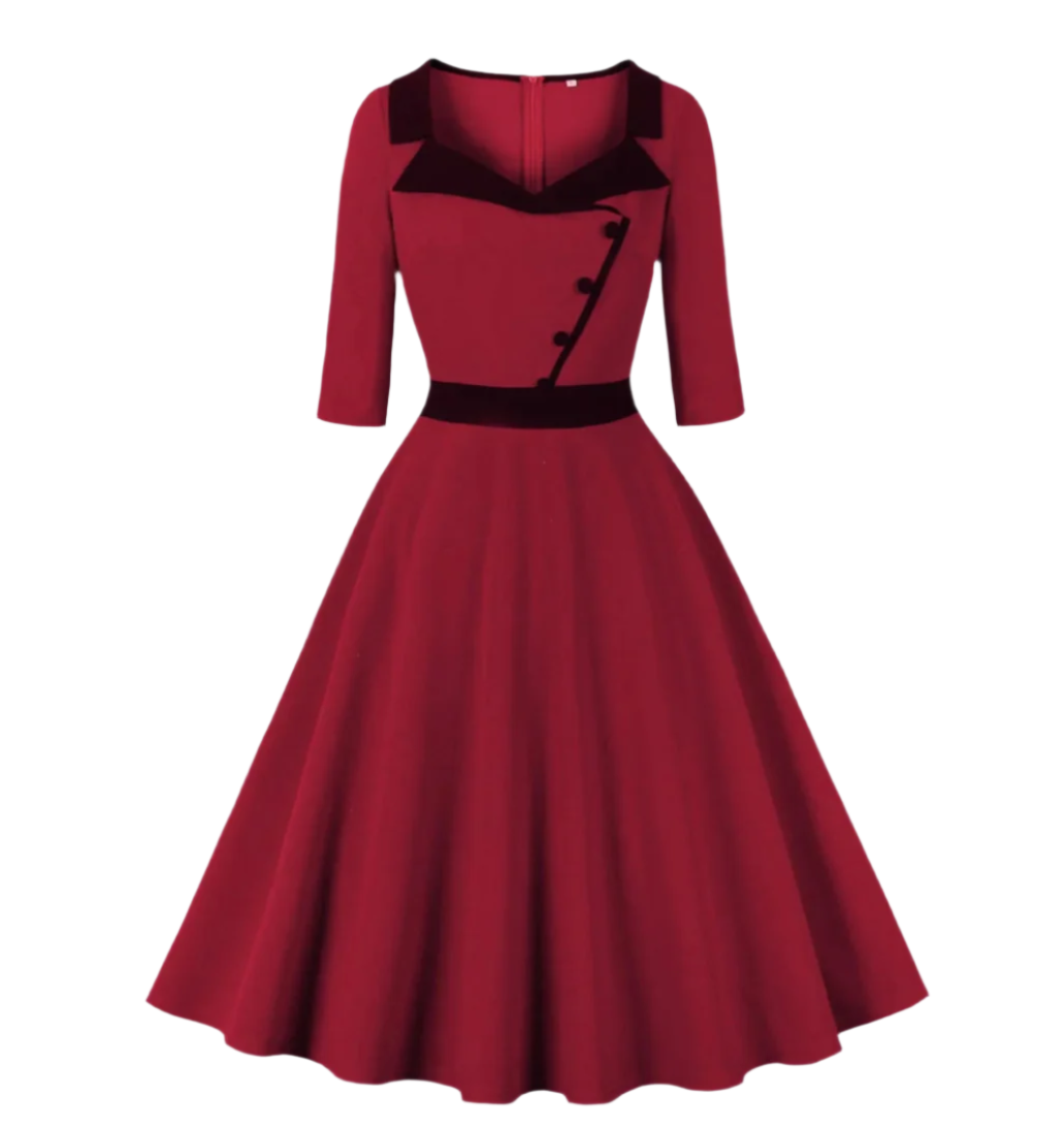 - <tc>1960's</tc> Two-tone Retro Trapeze Dress