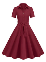 / <tc>1950's</tc> Vintage Short Sleeve Flared Day Dress