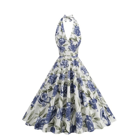 Années 50 Robe Dos Nu Rétro Imprimé Hawaïen - Ma Penderie Vintage