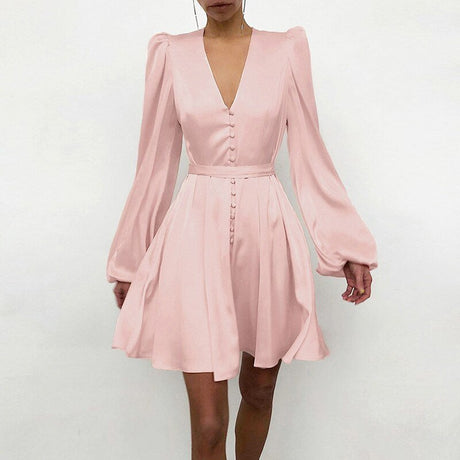 Années 70 Robe Courte Satin À Boutons - Ma Penderie Vintage