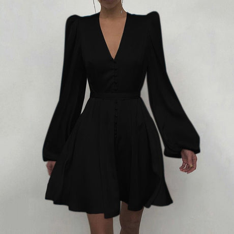 Années 70 Robe Courte Satin À Boutons - Ma Penderie Vintage