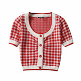 <tc>1960's</tc> Retro Red Gingham Short Cardigan