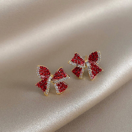 Années 50 Boucles d'Oreilles Noeud Strass - Ma Penderie Vintage