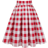 <tc>Años 50</tc> Falda circular con estampado de cuadros <tc>Rojo</tc>