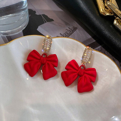 Années 50 Boucles d'Oreilles Noeud Strass - Ma Penderie Vintage