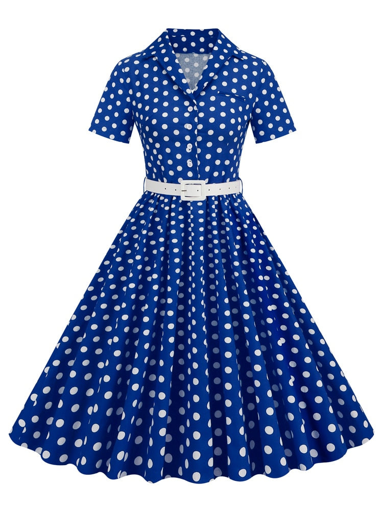 Années 50 Robe Évasée À Pois Rétro Mad Men - Ma Penderie Vintage