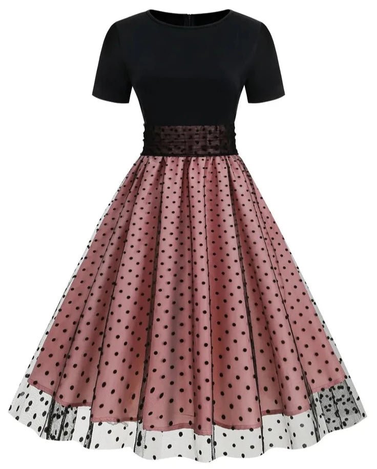 Années 50 Robe Évasée Pin Up Tulle À Pois - Ma Penderie Vintage