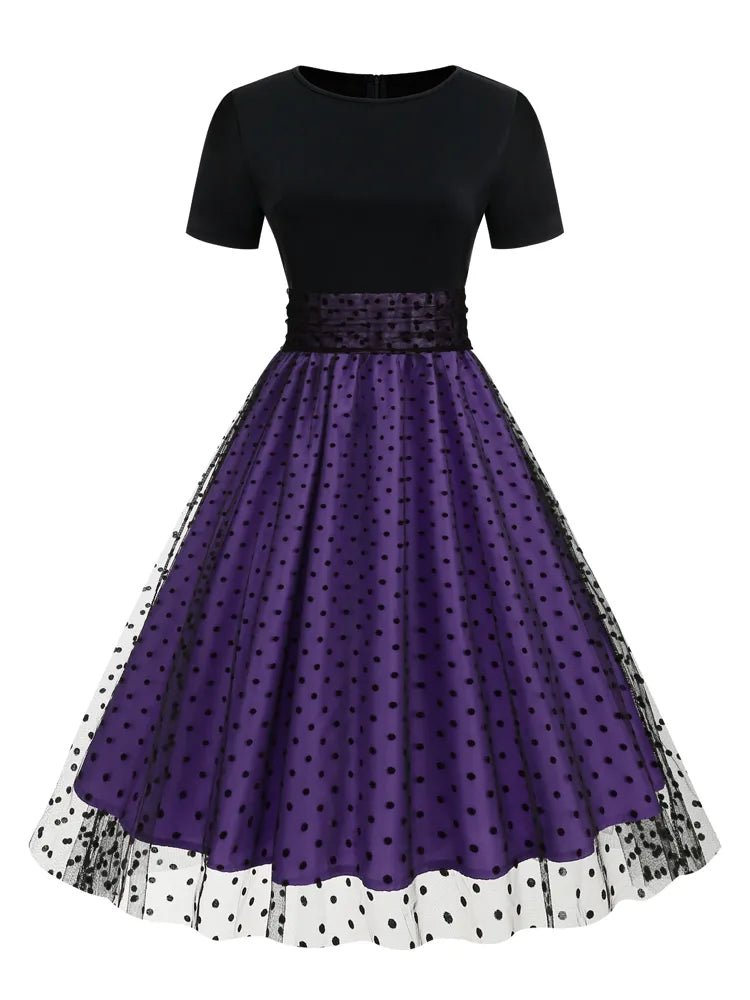 Années 50 Robe Évasée Pin Up Tulle À Pois - Ma Penderie Vintage