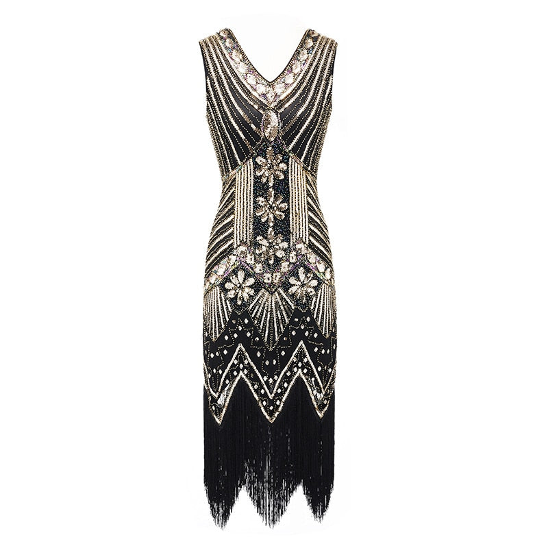 <tc>1920's</tc> Retro Gatsby Sequin Evening Dress <tc>L</tc>e <tc>M</tc>beautiful