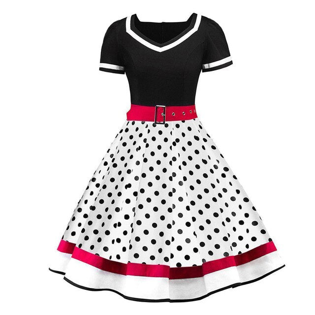 <tc>1960's</tc> Large Rockabilly Polka Dot Day Dress <tc>Size</tc>