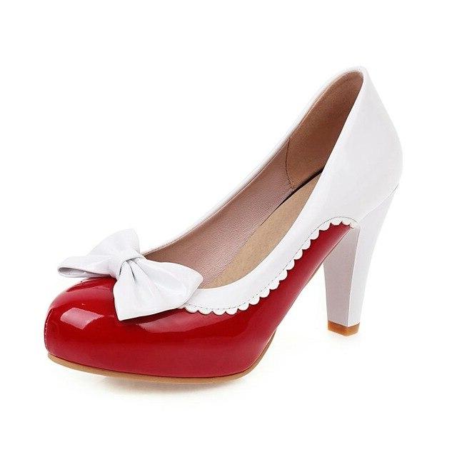 Années 50 Pin Up Chaussures À Talons Lucille Rouge et Blanc - Ma Penderie Vintage