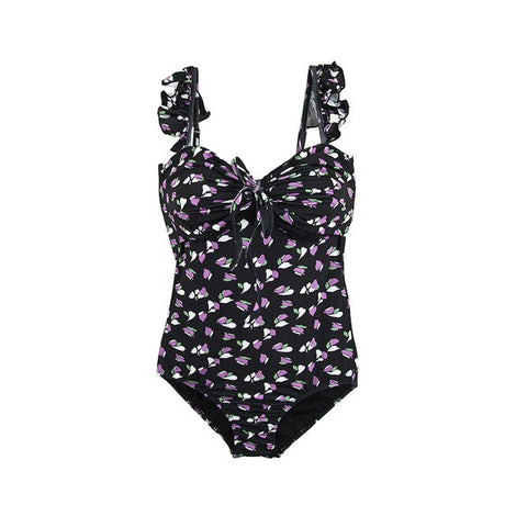 Années 40 Maillot de Bain Une Pièce Floral Liberty Noir - Ma Penderie Vintage