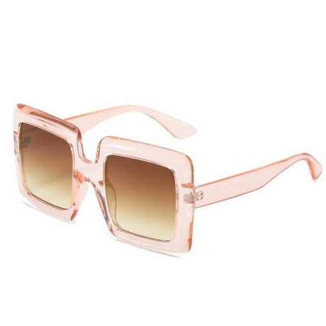 Années 70 Lunettes De Soleil Oversize Carrées Cher Rose / Café - Ma Penderie Vintage